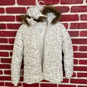 White Cheetah Puffer Jacket